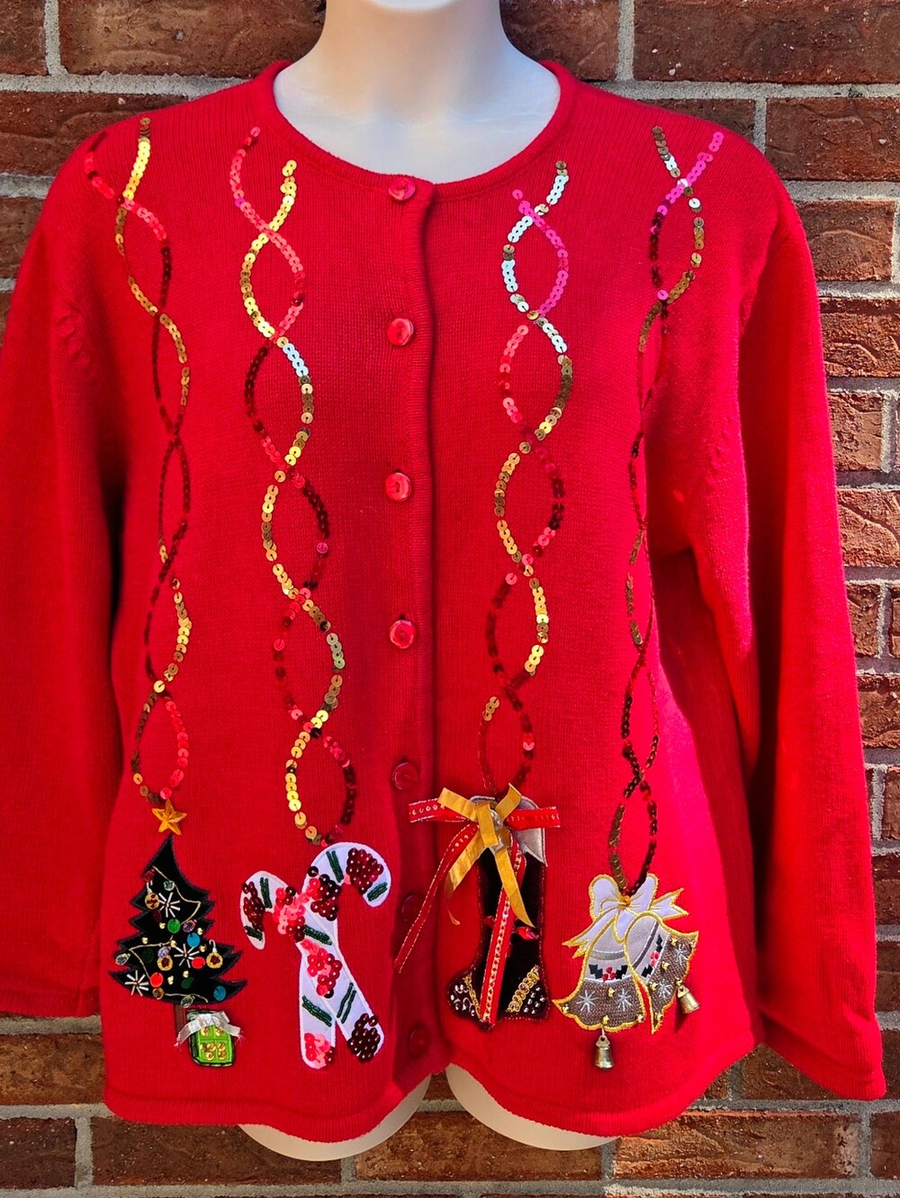 Crystal Kobe Christmas Cardigan Sweater Size XXL 2X Sequined